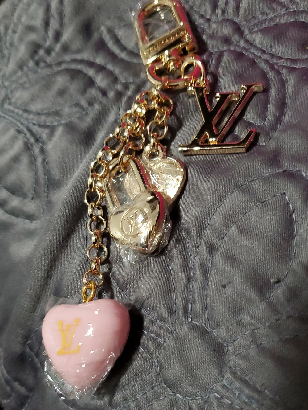 Pink Heart Charm Keychain